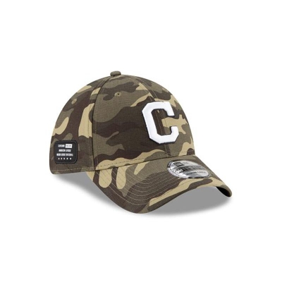 Green Cleveland Indians Hat - New Era MLB Armed Forces Weekend 39THIRTY Stretch Fit Caps USA5617389